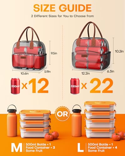 HOTOR Lunch Bag for Women & Men - Wear-Resistant Insulated Lunch Box with Large Capacity, Multi-Functional Cooler Bag for Office, Picnic, Black and White Stripes, 10L,10.60" x 5.90" x 9.50" - color: Black and White Stripes, size: 10L