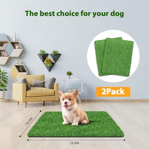 Artificial Grass Rug Turf for Dogs Indoor Outdoor Fake Grass for Dogs Potty Training Area Patio Lawn Decoration (25.6 x 19.7 Inch (Pack of 2)) - size: 25.6 x 19.7 Inch (Pack of 2)