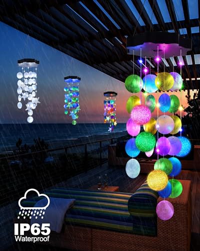 Zeiliuled Solar Wind Chimes for Outside, Pastel Shell Hanging Lights with 2 Modes, Solar Shells Light Gifts for Mom Grandma Girls, LED Outside Decorative Mobile Lights for Garden Yard Patio Decor - color: Pastel Color