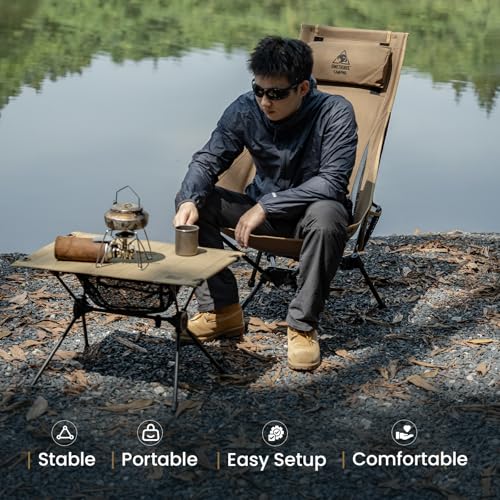 ONETIGRIS Tigerblade High Back Camping Chair with Pillow Design, Comfortable Widened Seat Folding Chair - color: Black