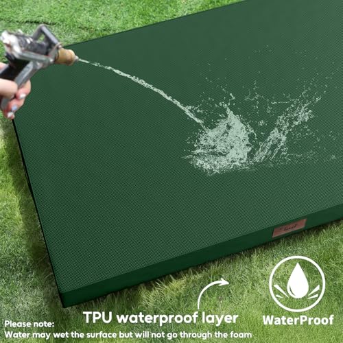 Outdoor Dog Bed for Small Dogs & Cats, Waterproof Dog Crate Mat Orthopedic Egg Crate Foam with Washable Removable Oxford Cover, Dark Green - color: Dark Green, size: 23.0"L x 17.0"W x 2.5"Th