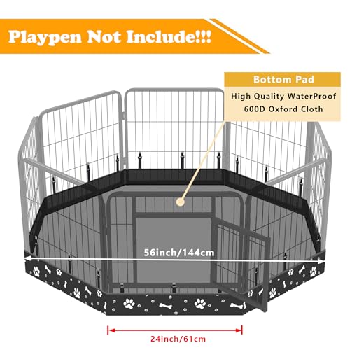 Dog Playpen Bottom Pad Fits for 24 Inch 8 Panels Metal Exercise Pet Playpen, Dog Crate Pad Puppy Playpen Pad, Elastic Band Connections.(Note: Playpen Not Included) -Black - color: Black