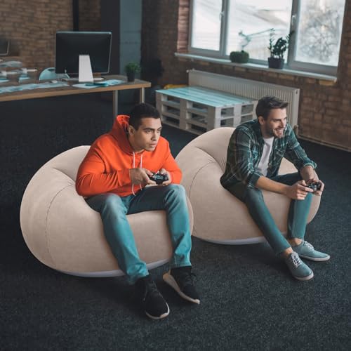 Realspring Inflatable Bean Bag Chairs Outdoor Blow up Camping Chairs Inflatable Lazy Sofa Folding Portable Bean Bag Loungers Couch for Movie Night(Coffee,2 Pcs) - color: Coffee