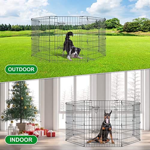 Pet Playpen Dog Pen Foldable Dog Exercise Fence 8 Panels 30 Inch Kennels Pet Playpen Options Ideal for Pet Medium Animals Outdoor Indoor - style: 24'' x 30'' x 8PCS