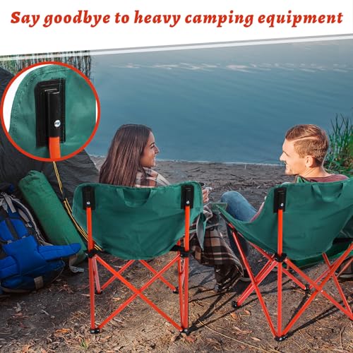 FairySandy 6 Pack Portable Camping Chairs Compact Backpacking Chairs Folding Camp Chairs for Adults Ultralight Camping Chair with 6 Carry Bag for Hiking, Beach, Fishing, Orange and Green