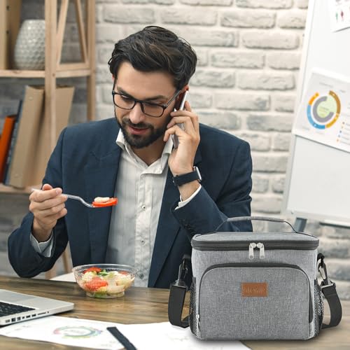 Lifewit Reusable Insulated Lunch Bag, Portable Cooler Freezable Soft Lunchbox Leakproof with Adjustable Shoulder Strap for Men Women Adult for Work Picnic or Travel, 9L 12 Can, Grey - color: Gray, size: Medium(9L)