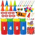 ropoda Field Day Games, Outdoor Carnival Games Potato Sack Race Bags for Adults and Kids, Bean Bags, Soft Plastic Cones,Ring Toss Set,Egg and Spoon Race, Outdoor Games Easter - color: 83PCS