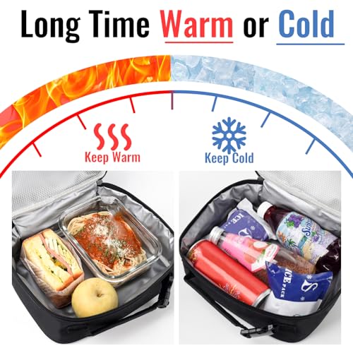 Genteen Lunch Box for Kids Men Women Adults - Small Insulated Snack Bag Reusable Lunch Bag, Zip Closure & Buckle Handle, Portable Cooler for Work, School,Travel (Black) - color: Rectangle Black