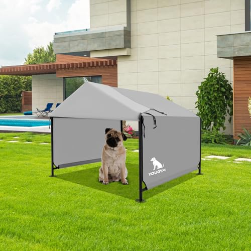 Dog Shade Shelter 2.5'x2.1'x2.1' for Small Dogs, Pet Outdoor Tent with Upgraded Doors, Outside Sun Rain Canopy Pet House for Dogs, Cats, Small Animals and Livestock, Grey - style: Grey-S