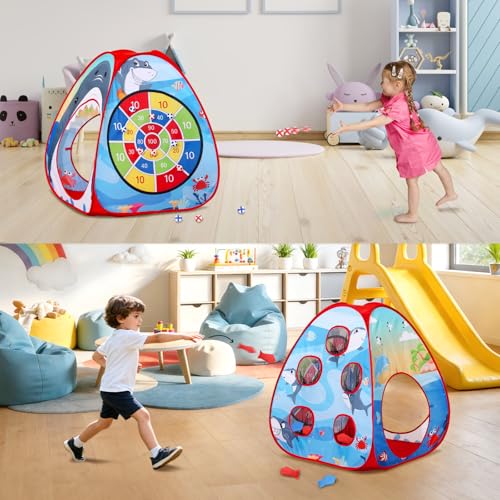 Bean Bag Toss Game Sets for Kids-3-in-1 Corn Hole Games for Kids,Kid Cornhole Game Set,Outside Backyard Outdoor Indoor Party Family Bean Bags Kid Tossing - color: Sharks