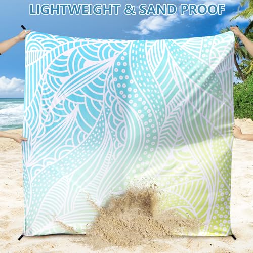 AISPARKY Beach Blanket Waterproof Sandproof Quick Drying Beach Mat Extra Large Outdoor Picnic Blanket for Travel Camping Hiking - color: Sbw-jb-flv, size: 79" X 83"