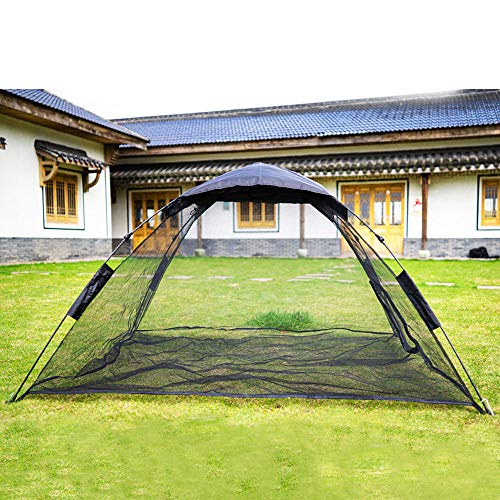 Portable Large Pop Up Pet Cat Tents Enclosures for Outside Patio - color: Black-With Rain Fly