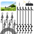 Tinnmao 6-Pack 17.7" Tent Stakes Heavy Duty, with 8" Ratchet Tie Down Straps (1/8" φ) Kit for High Wind, 8mm Solid Steel Spiral Ground Anchors Screw in for Tarp | Canopy | Sand Beach Camping Tent - size: 6 Pack