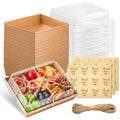 Kucoele 7 x 5 Inches Large Charcuterie Boxes with Clear Lids, 50 Pack Disposable Bakery Dessert Boxes, To Go Food Containers for Pastries, Chocolate Covered Strawberries, Hot Cocoa Bombs (Brown) - color: Brown