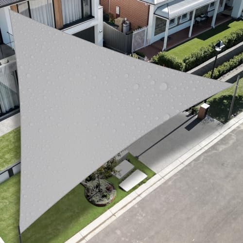 TANG 5'x5'x5' Waterproof Sun Shade Sail Triangle Outdoor Canopy UV Block Shade Cloth with Curved Edge for Patio Backyard Pool Pergola Cover, Light Grey - color: Light Grey, size: 5'x5'x5'