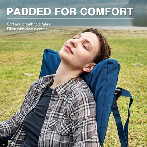 EVER ADVANCED Oversized Folding Rocking Camping Chair, Padded Portable Rocker Chair for Patio, Lawn and Outdoors, Heavy Duty Hard Armchair for Adults Supports 400lbs, Blue - color: Blue, style: Classic