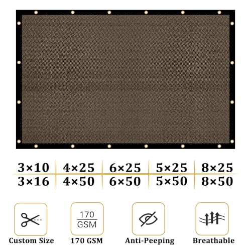 Shade&Beyond 3' X 16' Fence Privacy Screen Heavy Duty 170 GSM Fencing Mesh Shade Net Cover for Wall Garden Back Yard Outdoor Home Decoration, Brown - color: Brown, size: 0 3' x 1 6'