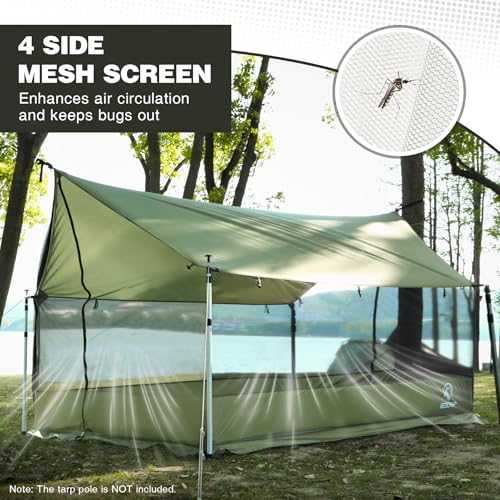 REDCAMP Large Hammock Hot Tent with Stove Jack, Waterproof & Windproof Winter Wall Tent with Snow Skirt, Ultralight 4 Season Tents for Camping, Hiking, Bushcraft, Backpacking, Hunting - style: Screen Tent