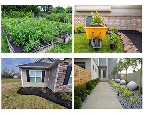 UWIOFF Weed Barrier Landscape Fabric, 3.2oz Premium Heavy-Duty Weed Blocker Fabric Gardening Ground Cover Mat, Weed Control Garden Cloth with U-Shaped Securing Pegs - size: 4ft X 10ft