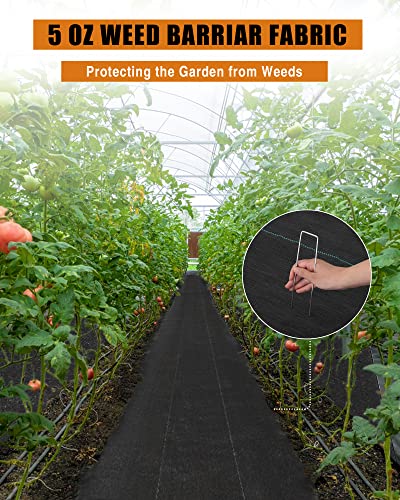 5oz Weed Barrier Landscape Fabric-Durable & Heavy Duty Weed Block Gardening Mat, Eco-Friendly & Convenient Design for Soil Stabilization, Landscaping, Weed Barrier(4ft x 100ft), Black