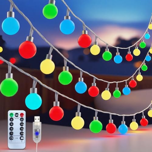 LED Fairy Lights Plug in String Lights with Remote 38ft 100Led 8 Mode Timer Dimmable USB Multicolor Christmas Lights for Bedroom Dorm Indoor Outdoor Camping Party Wedding Xmas Tree Decor, Multicolor - color: 100LED-Multicolor