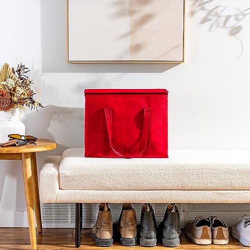Carrywell (Not Made In China) Insulated Reusable Grocery Bags 2-Pack, Catering and Delivery Bag For Hot and Cold Food, Collapsible Thermal Tote For Doordash - color: Red, size: 2 pack, style: XL Insulated