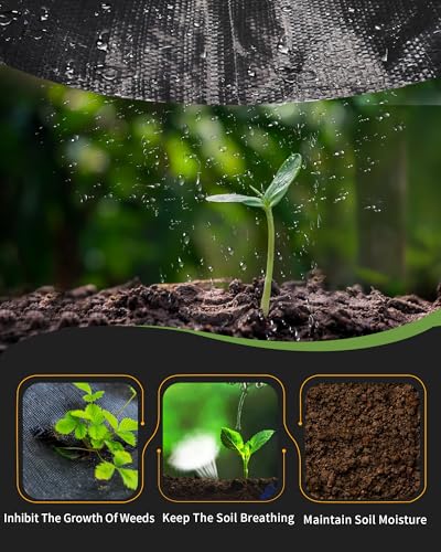 Pterying 2.6ftx100ft Weed Barrier Landscape Fabric Heavy Duty, Premium Garden Geotextile Fabric Weed Blocker for Driveway Mats Erosion Control, Weed Control Garden Cloth Ground Cover - size: 2.6FTx100FT
