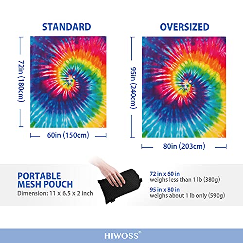 Beach Blanket Waterproof Sandproof Oversized 95”x 80”,Sand Free Beach Mat with Corner Pockets,Portable Mesh Bag for Beach Festival,Picnic,Travel and Outdoor Camping (Rainbow) - color: Rainbow