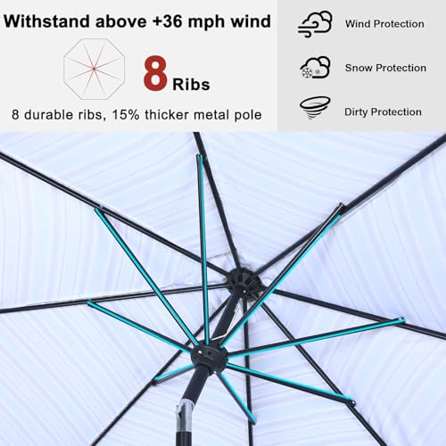 ABCCANOPY 10FT Patio Umbrella, Outdoor Waterproof Table Umbrella with Push Button Tilt and Crank, 8 Ribs UV Protection Pool Umbrella for Garden, Lawn, Deck & Backyard(Khaki Gray Stripes) - color: Khaki Gray Stripes, size: 10FT