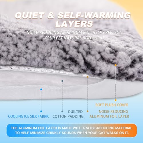 Dog Cooling Mat, Self Warming Cat Bed, Reversible Warm & Cooling Cat Bed, Winter Warm Cat Pad & Summer Cooling Cat Mat for Kittens & Small Dogs, Perfect for Crates, Beds & Sofas, Gray, 18" x 24" - color: Gray, size: 18"x24"
