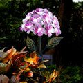 Solar Hydrangea w/26 LED Lights, Metal Ground Stake, 3 Colors - Pink - color: Pink