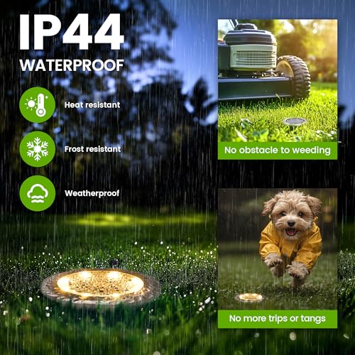 PATIOWIN Mini Solar Ground Lights, 16 Pack Solar Powered Pathway Lights, Waterproof Outdoor Light for Garden, Driveway, Walkway, Backyard, Patio (Warm White) - color: Warm White, size: 16 PACK