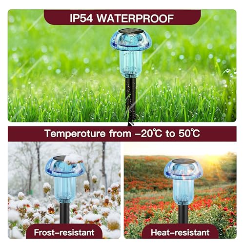 Easter Solar Pathway Lights Outdoor Decorative 4 Pack, Blue LED Mushroom Solar Lights Outdoor Waterproof Solar Powered Decor for Yard Driveway Patio, Valentines Day Halloween Christmas Garden Decor - color: 4-Pack Blue