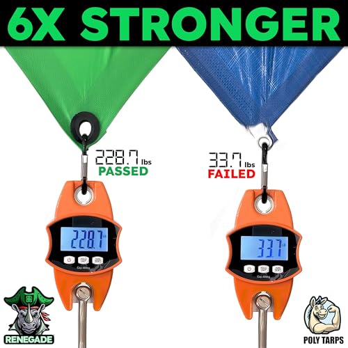 RENEGADE Industrial Tarp 44x22 ft Green – Heavy Duty, Waterproof, UV-Resistant, PFAS-Free – Large-Scale Tarpaulin for Jobsite Shielding, Equipment, Agriculture & Building Materials - color: Green, size: 44x22