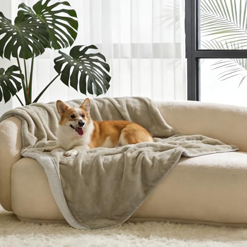 Kritter Planet Waterproof Pet Blanket - Soft Sherpa Dog Blanket, Washable Leakproof Blanket for Pets, Waterproof Pad for Dogs & Cats - color: Taupe, size: 50×60 Inches