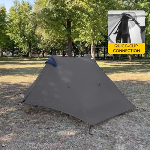 LANSHAN Ultralight Tent 3-Season Backpacking Tent for 1-Person or 2-Person Camping, Trekking, Kayaking, Climbing, Hiking - color: 2-person, dark grey