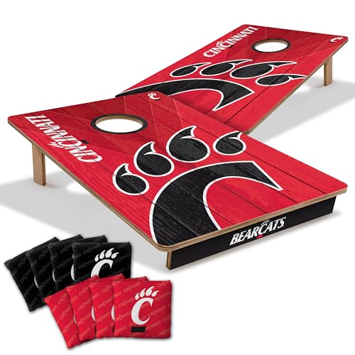 YouTheFan NCAA 2’ x 3’ Wood Cornhole Game with Logo Bags - color: Cincinnati Bearcats, size: 2' X 3'