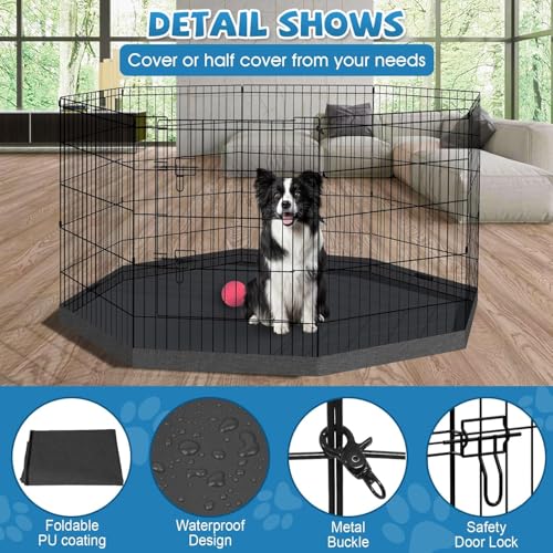 Pet Playpen Dog Pen Foldable Dog Exercise Fence 8 Panels 30 Inch Kennels Pet Playpen Options Ideal for Pet Medium Animals Outdoor Indoor (Playpen with Bottom Pad) - style: 24'' x 30'' with Bottom cover