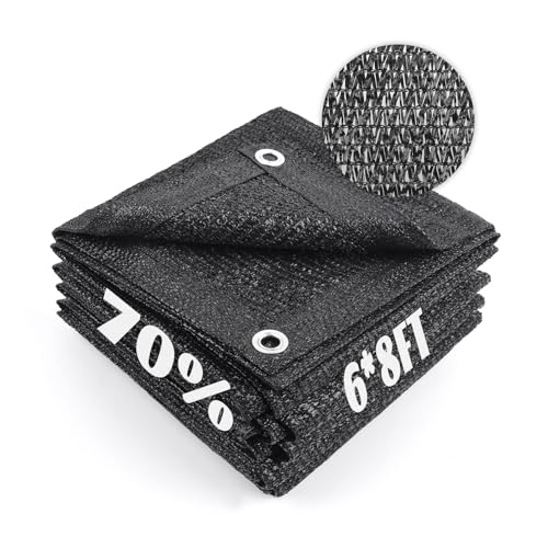 Cool Area 70% Sun Shade Cloth Mesh Tarp with Grommets for Plant Cover 6x8ft Patio Canopy Garden Pergola Greenhouse Car Barn Kennel Black - color: 70% Shade-Black, size: 6FTx8FT
