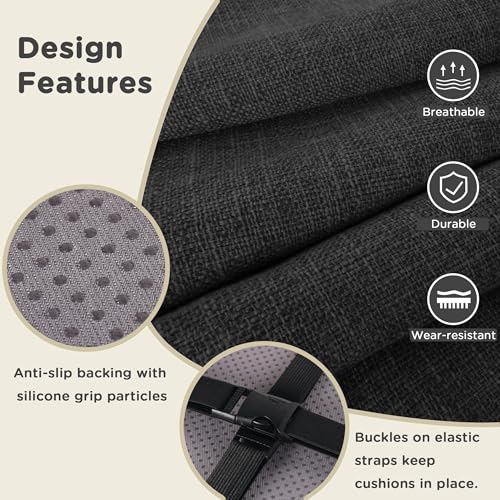 AddGrace Anti-Slip Bar Stool Cushions Square Bar Stool Seat Cushions with Ties Set of 4 Small Square Chair Pads with Machine Washable Cover 12"X12"X2" (Black) - color: Black