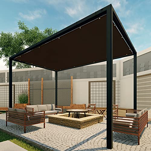 Patio Paradise 5' x 14' Sun Shade Cloth with Grommets Rectangle Shade Sail Straight Edge, Outdoor Patio Shade Canopy Pergola Cover UV Block Fabric for Backyard Deck Garden Activities, Brown