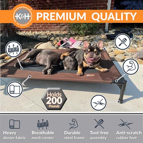 K&H Pet Products Original Elevated Pet Cot Tan with Microfleece Pad - color: Chocolate/Black Mesh, size: Medium