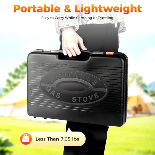 Portable Camping Griddle Butane Flat Top Grill Butane Stove Portable Butane Gas Grill Outdoor Cooking Camping Flat Top Grill for Kitchen, BBQ, 1 Burners