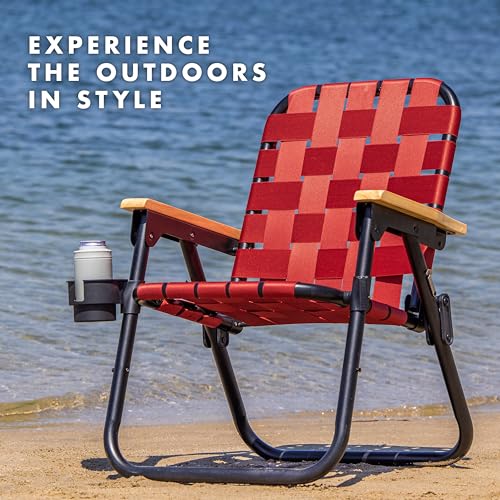 GoSports WOVN Beach Backpack Chair - 9 Styles Available - Premium Folding Camping Chair - color: Burnt Red