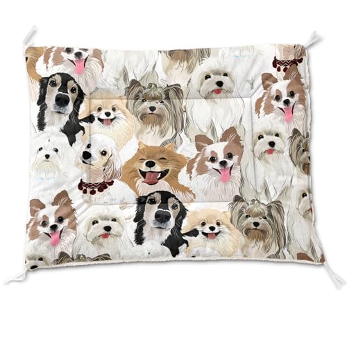 Nttopship Dog Cat Bed Mat Ultra Soft Fluffy Pet Bed Washable Fashion Dog Crate Beds Comfy Comfy Pet Sleeping Pad Suitable for Pet Raised Bed(30"x26") - color: Dog, size: Medium
