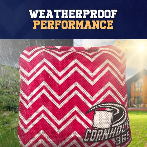 Cornhole365 Themed Cornhole Bag - All-Weather, Heavy-Duty & Durable Polyester Fabric, Resin Filling, Double-Stitched Duck Cloth - Professional Cornhole Bean Bags for Indoor & Outdoor Use - Set of 8 - color: Chevron