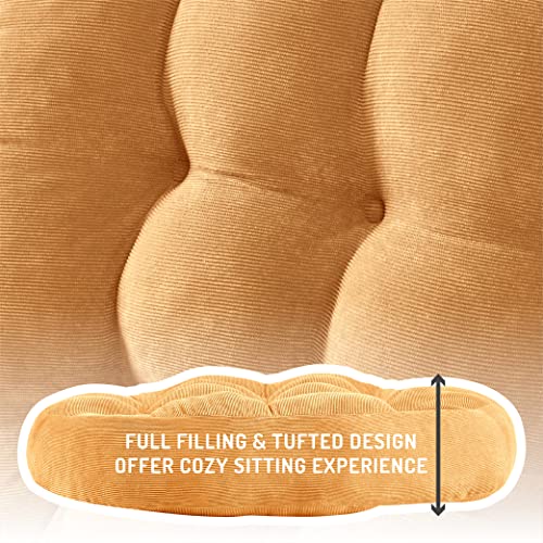 Degrees of Comfort Meditation Floor Pillow, Round Large Pillows Seating for Adults, Tufted Corduroy Cushion for Tatami Living Room, Orange Yellow 22 Inch - color: Round | Orange Yellow | 1 Pack, size: 1 Pack