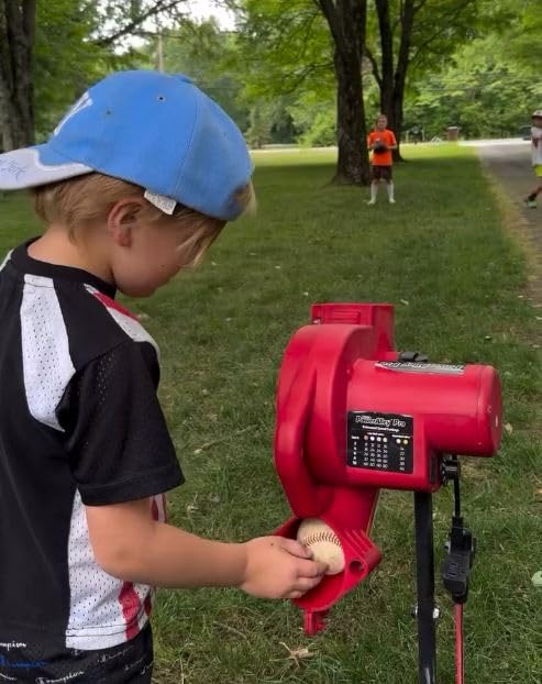 Heater Sports Base Hit Adjustable Real Baseball Pitching Machine – 45 MPH Pitching Speed, Includes Automatic Ball Feeder | Perfect for Hitting and Fielding Training for All Skill Levels