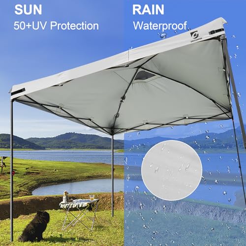 10x10 Pop Up Canopy Replacement Top Cover with Air Vent for Straight Leg Canopy Tent, Waterproof for Outdoor Garden Patio Camping Sun Shade (Grayish White) - color: Grayish White