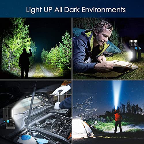 Wrrozz LED Flashlight High Lumens USB Rechargeable Flashlight for Camping, Hiking, Walking, Powerful Emergency Flashlight with 4 Modes for Outdoor Use, Rechargeable Spotlight with Sidelight Lantern - size: A